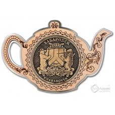 Магнит из бересты Хабаровск-Герб чайник серебро